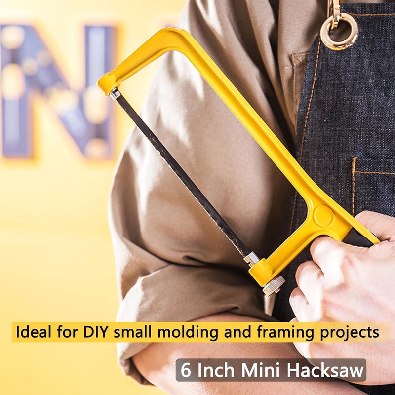 Wonglea Mini Metal Miter Box and Saw Set, 6 Inch Extra Fine Cut Hand Saw, 5.3 Inch Small Aluminum Miter Box with 3 Hacksaw Replacement Blades for Crafts, Hobby Projects, Cutting Wood, Soft Metal - Image 2